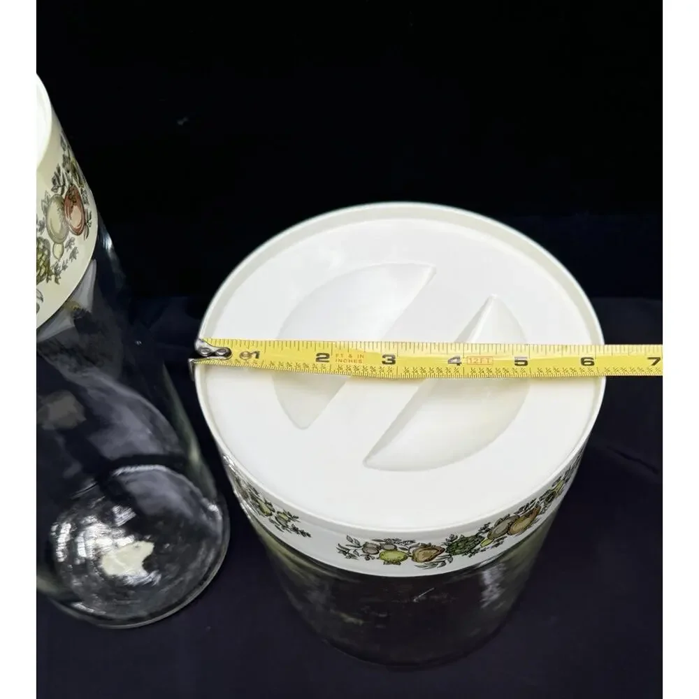 Two Vintage Pyrex Spice of Life Glass Store N See Stackable Storage Canisters